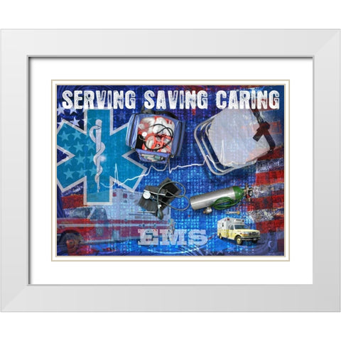 Serving Saving Caring White Modern Wood Framed Art Print with Double Matting by Baldwin, Jim