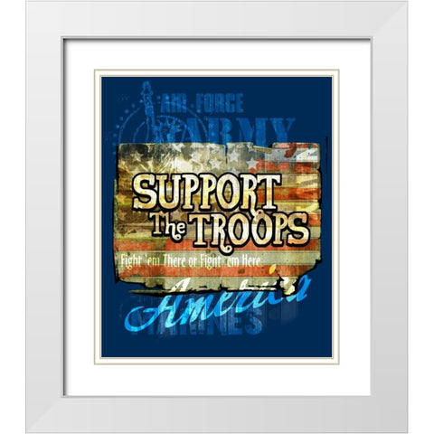 Support the Troops White Modern Wood Framed Art Print with Double Matting by Baldwin, Jim