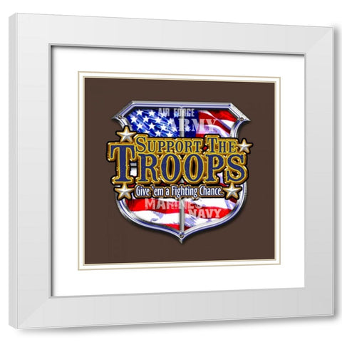 Support the Troops White Modern Wood Framed Art Print with Double Matting by Baldwin, Jim