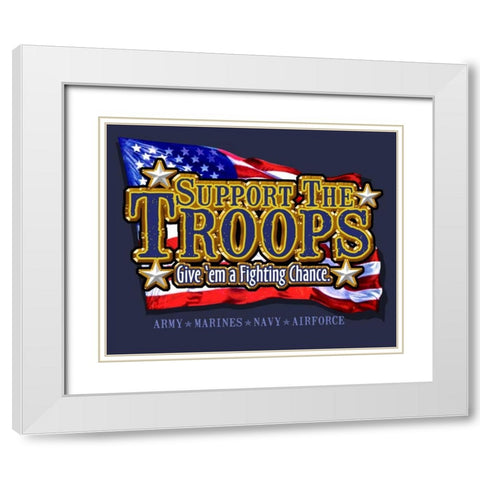 Support Troops White Modern Wood Framed Art Print with Double Matting by Baldwin, Jim