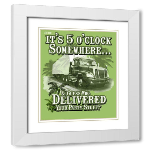 Its 5 O-clock Somewhere White Modern Wood Framed Art Print with Double Matting by Baldwin, Jim