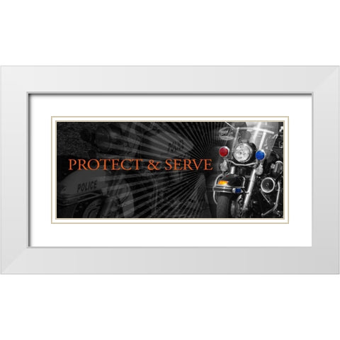 Protect and Serve White Modern Wood Framed Art Print with Double Matting by Baldwin, Jim