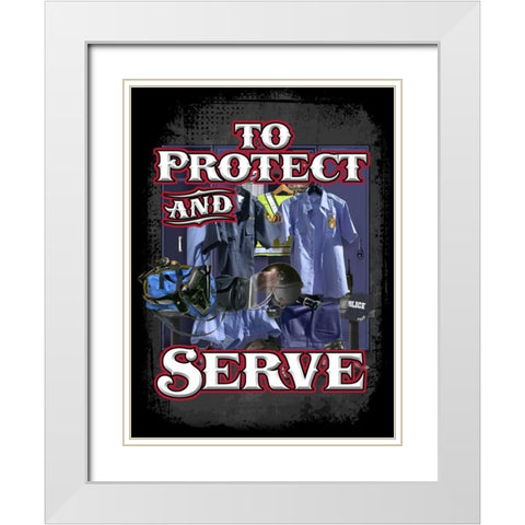 Protect and Serve White Modern Wood Framed Art Print with Double Matting by Baldwin, Jim