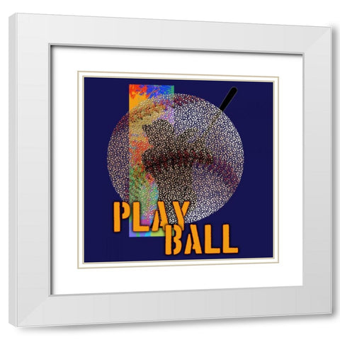 Play Baseball - Blue White Modern Wood Framed Art Print with Double Matting by Baldwin, Jim