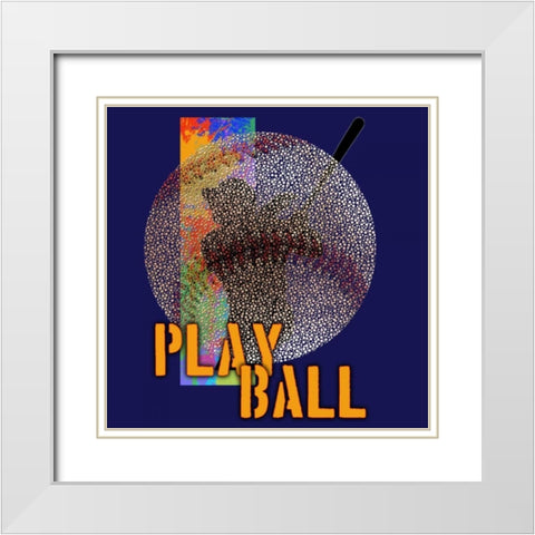 Play Baseball - Blue White Modern Wood Framed Art Print with Double Matting by Baldwin, Jim