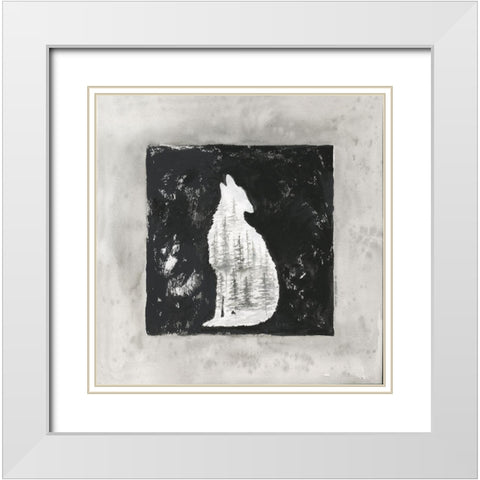 Wolf Howl White Modern Wood Framed Art Print with Double Matting by Shamp, Cindy