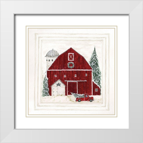 Christmas at the Farm White Modern Wood Framed Art Print with Double Matting by Shamp, Cindy