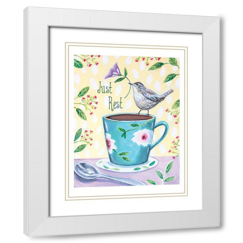 Rest Bird White Modern Wood Framed Art Print with Double Matting by Tyndall, Elizabeth