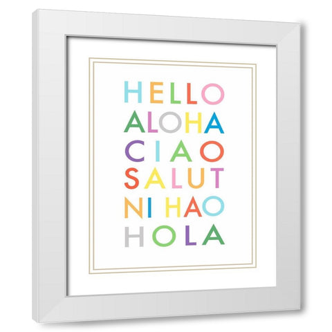 Hello Languages White Modern Wood Framed Art Print with Double Matting by Tyndall, Elizabeth