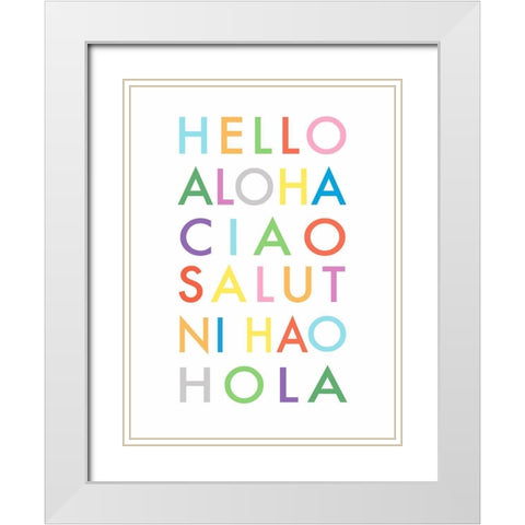Hello Languages White Modern Wood Framed Art Print with Double Matting by Tyndall, Elizabeth