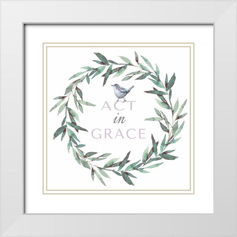 Act in Grace White Modern Wood Framed Art Print with Double Matting by Tyndall, Elizabeth