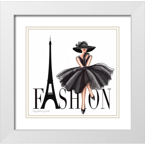 Paris Fashion White Modern Wood Framed Art Print with Double Matting by Tyndall, Elizabeth