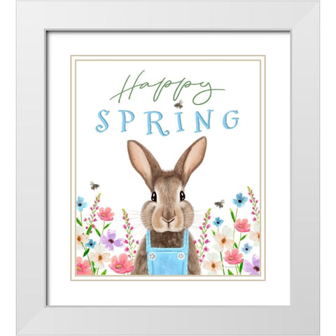 Happy Spring White Modern Wood Framed Art Print with Double Matting by Tyndall, Elizabeth