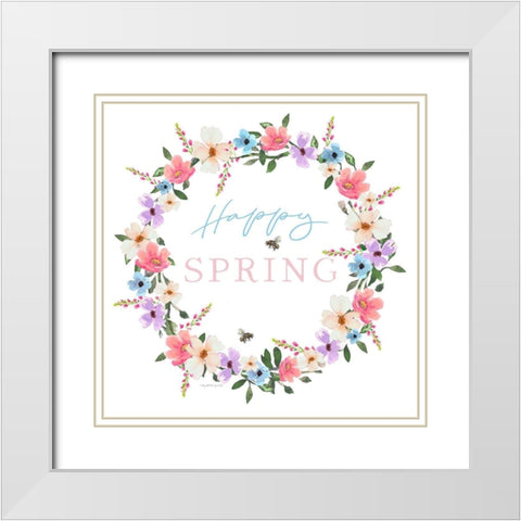 Happy Spring White Modern Wood Framed Art Print with Double Matting by Tyndall, Elizabeth