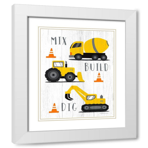 Mix-Build-Dig White Modern Wood Framed Art Print with Double Matting by Tyndall, Elizabeth