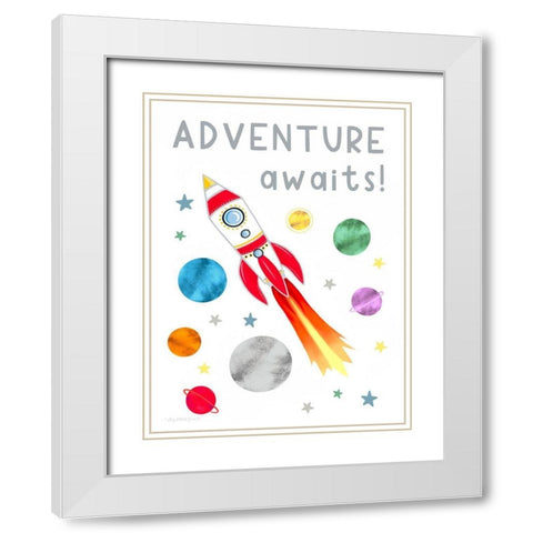 Adventure Awaits White Modern Wood Framed Art Print with Double Matting by Tyndall, Elizabeth