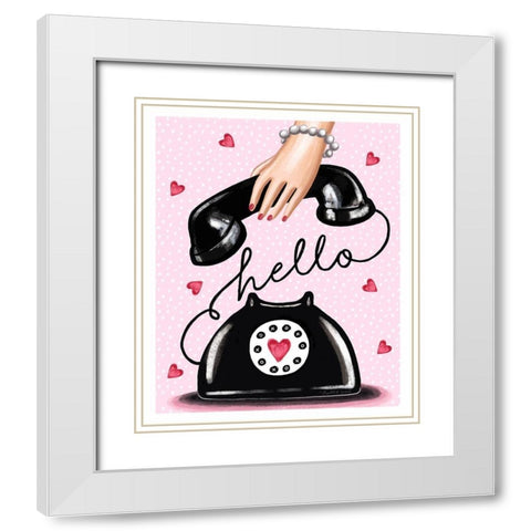 Valentine Phone White Modern Wood Framed Art Print with Double Matting by Tyndall, Elizabeth