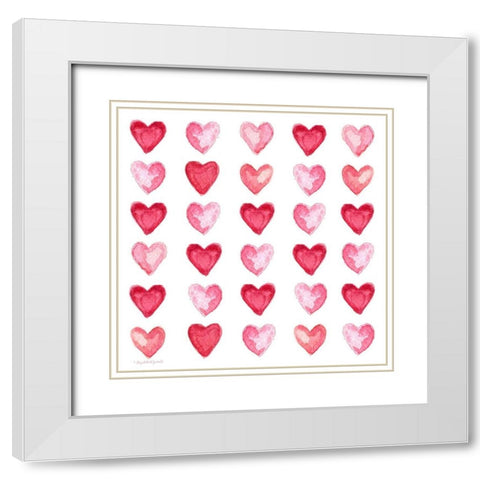 Hearts White Modern Wood Framed Art Print with Double Matting by Tyndall, Elizabeth
