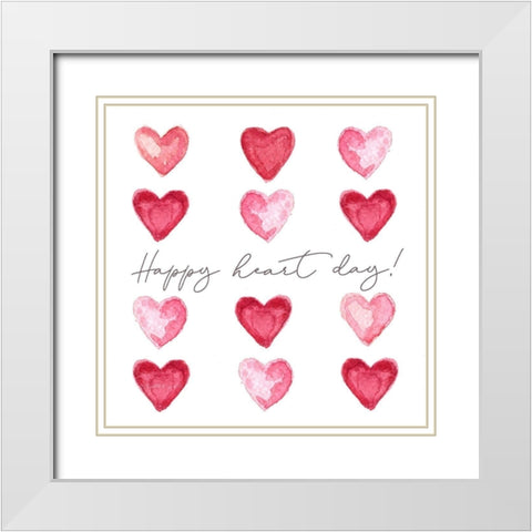 Happy Heart Day White Modern Wood Framed Art Print with Double Matting by Tyndall, Elizabeth