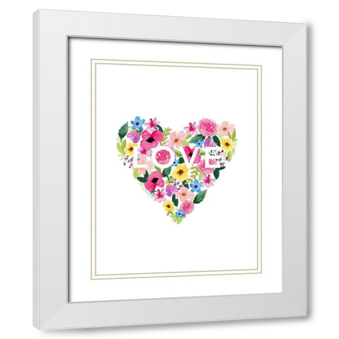Flower Heart White Modern Wood Framed Art Print with Double Matting by Tyndall, Elizabeth