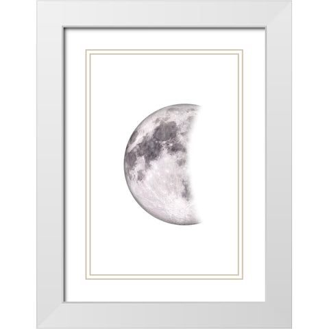 Moon Phases II White Modern Wood Framed Art Print with Double Matting by JJ Design House
