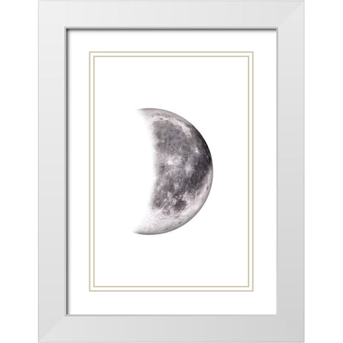 Moon Phases IV White Modern Wood Framed Art Print with Double Matting by JJ Design House