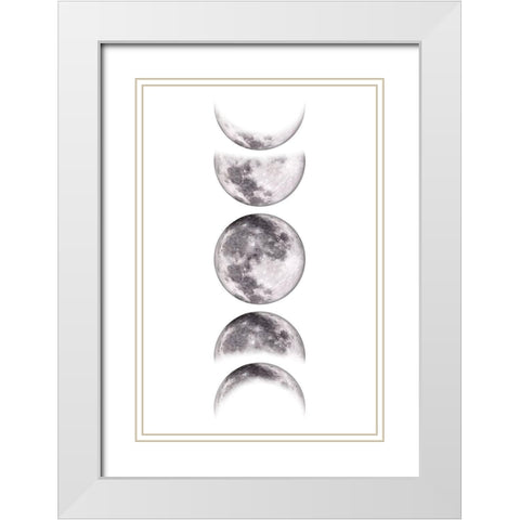 Moon Phases VI White Modern Wood Framed Art Print with Double Matting by JJ Design House