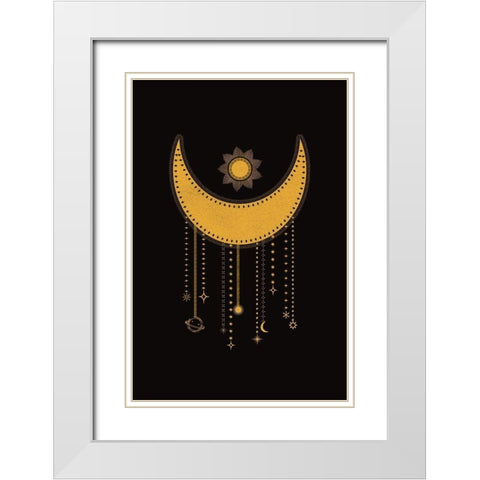 Moon Catcher White Modern Wood Framed Art Print with Double Matting by JJ Design House