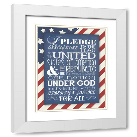Flag Pledge of Allegiance White Modern Wood Framed Art Print with Double Matting by Moulton, Jo