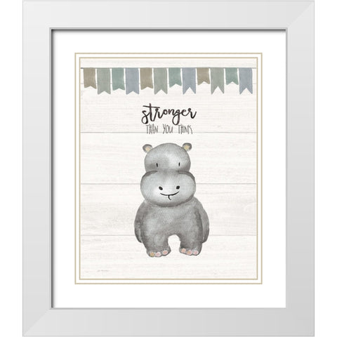 You Are Stronger White Modern Wood Framed Art Print with Double Matting by Moulton, Jo