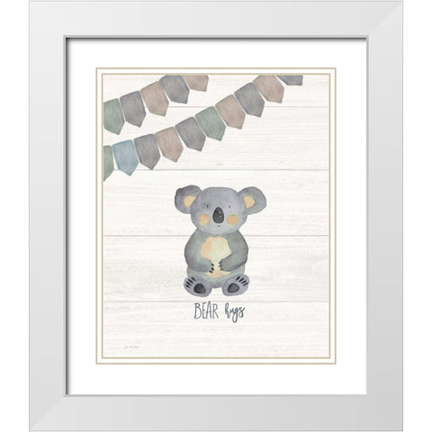 Bear Hugs White Modern Wood Framed Art Print with Double Matting by Moulton, Jo