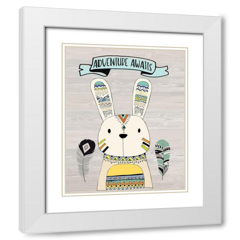 Adventure Awaits White Modern Wood Framed Art Print with Double Matting by Moulton, Jo
