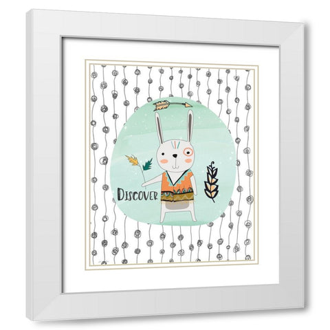 Bunny Discovery White Modern Wood Framed Art Print with Double Matting by Moulton, Jo