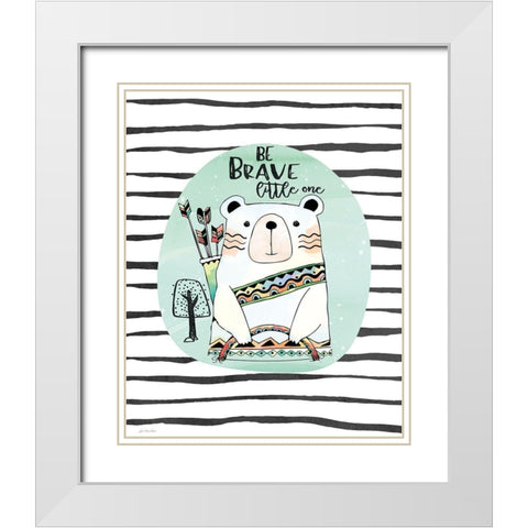 Brave Bear White Modern Wood Framed Art Print with Double Matting by Moulton, Jo