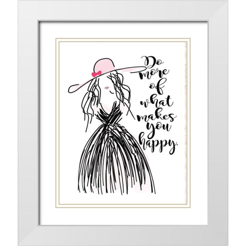 Happy White Modern Wood Framed Art Print with Double Matting by Moulton, Jo