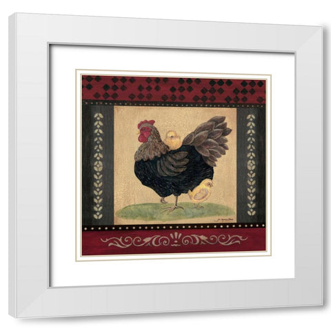Cottage Hen White Modern Wood Framed Art Print with Double Matting by Moulton, Jo