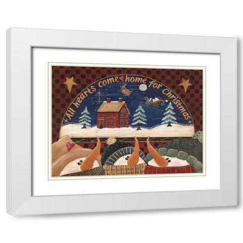 Home for Christmas White Modern Wood Framed Art Print with Double Matting by Moulton, Jo
