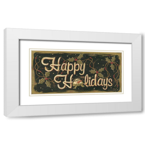 Happy Holidays White Modern Wood Framed Art Print with Double Matting by Moulton, Jo