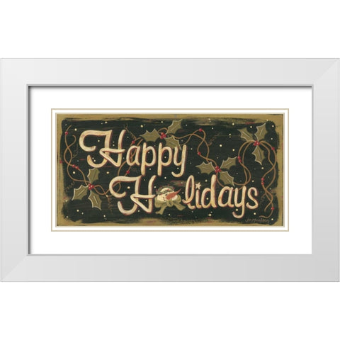 Happy Holidays White Modern Wood Framed Art Print with Double Matting by Moulton, Jo