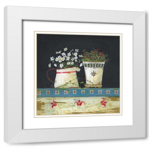 Country Floral White Modern Wood Framed Art Print with Double Matting by Moulton, Jo