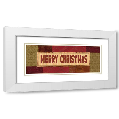 Merry Christmas White Modern Wood Framed Art Print with Double Matting by Moulton, Jo