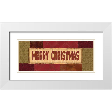 Merry Christmas White Modern Wood Framed Art Print with Double Matting by Moulton, Jo