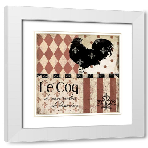 Le Coq White Modern Wood Framed Art Print with Double Matting by Moulton, Jo