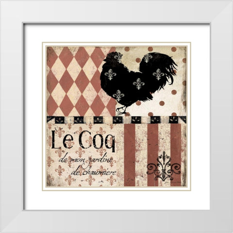 Le Coq White Modern Wood Framed Art Print with Double Matting by Moulton, Jo