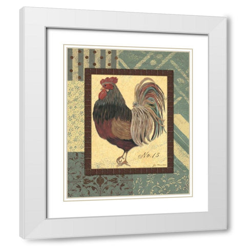 Rooster No. 15 White Modern Wood Framed Art Print with Double Matting by Moulton, Jo