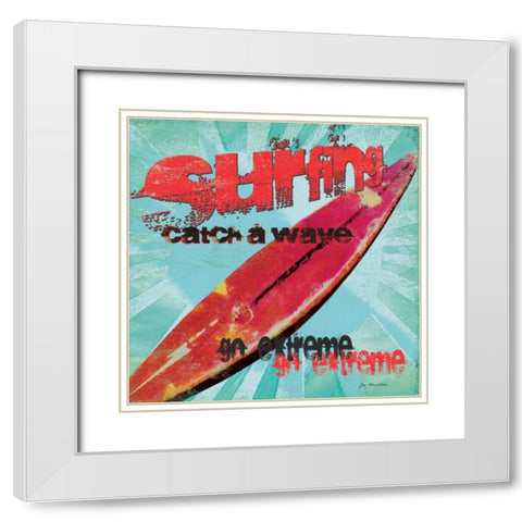 Surfing White Modern Wood Framed Art Print with Double Matting by Moulton, Jo