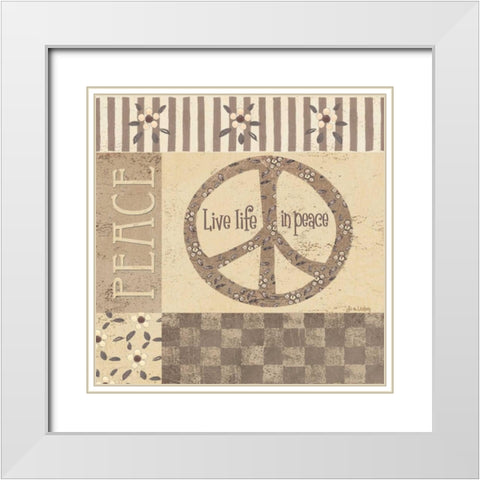 Peace White Modern Wood Framed Art Print with Double Matting by Moulton, Jo