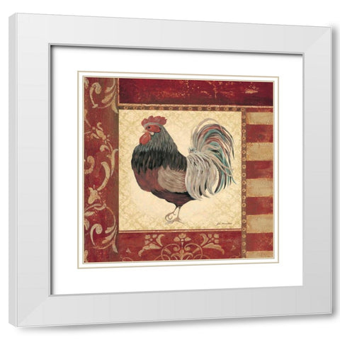Red Rooster IV White Modern Wood Framed Art Print with Double Matting by Moulton, Jo