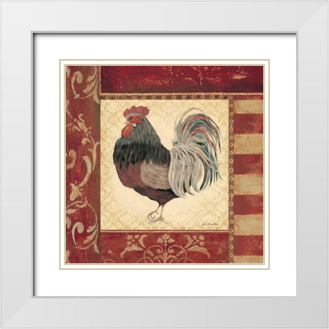 Red Rooster IV White Modern Wood Framed Art Print with Double Matting by Moulton, Jo