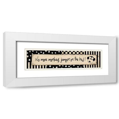 Monkeys White Modern Wood Framed Art Print with Double Matting by Moulton, Jo